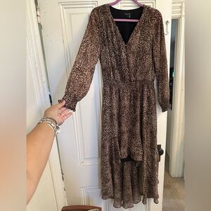 1 state Leopard Print Long Sleeve Dress size small